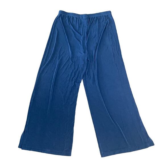 Chico’s Travelers Womens Sz 3 Blue Pull On Slinky Lounge Acetate Pants High Rise - Picture 3 of 8